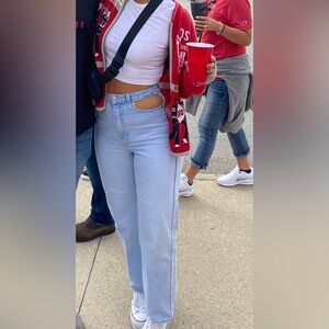 Weekday cut out high rise straight jeans